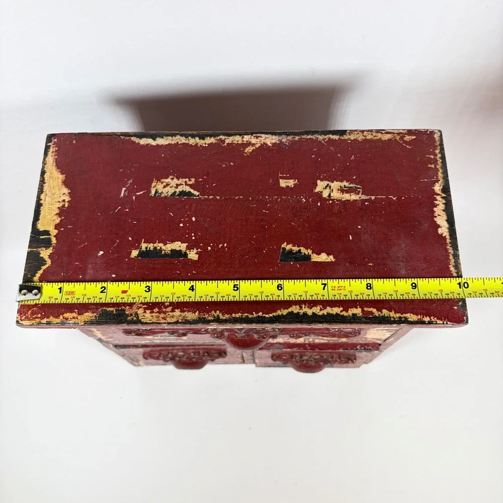 Distressed Red Wooden Mini Desktop Drawers Tabletop Organizer Chest Hobby Lobby